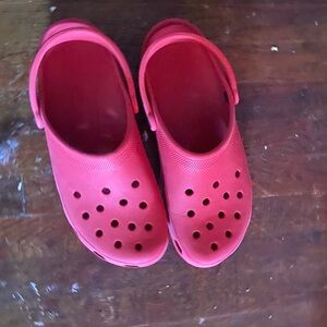 CROCS Red Slip-On Loafers with Ventilation